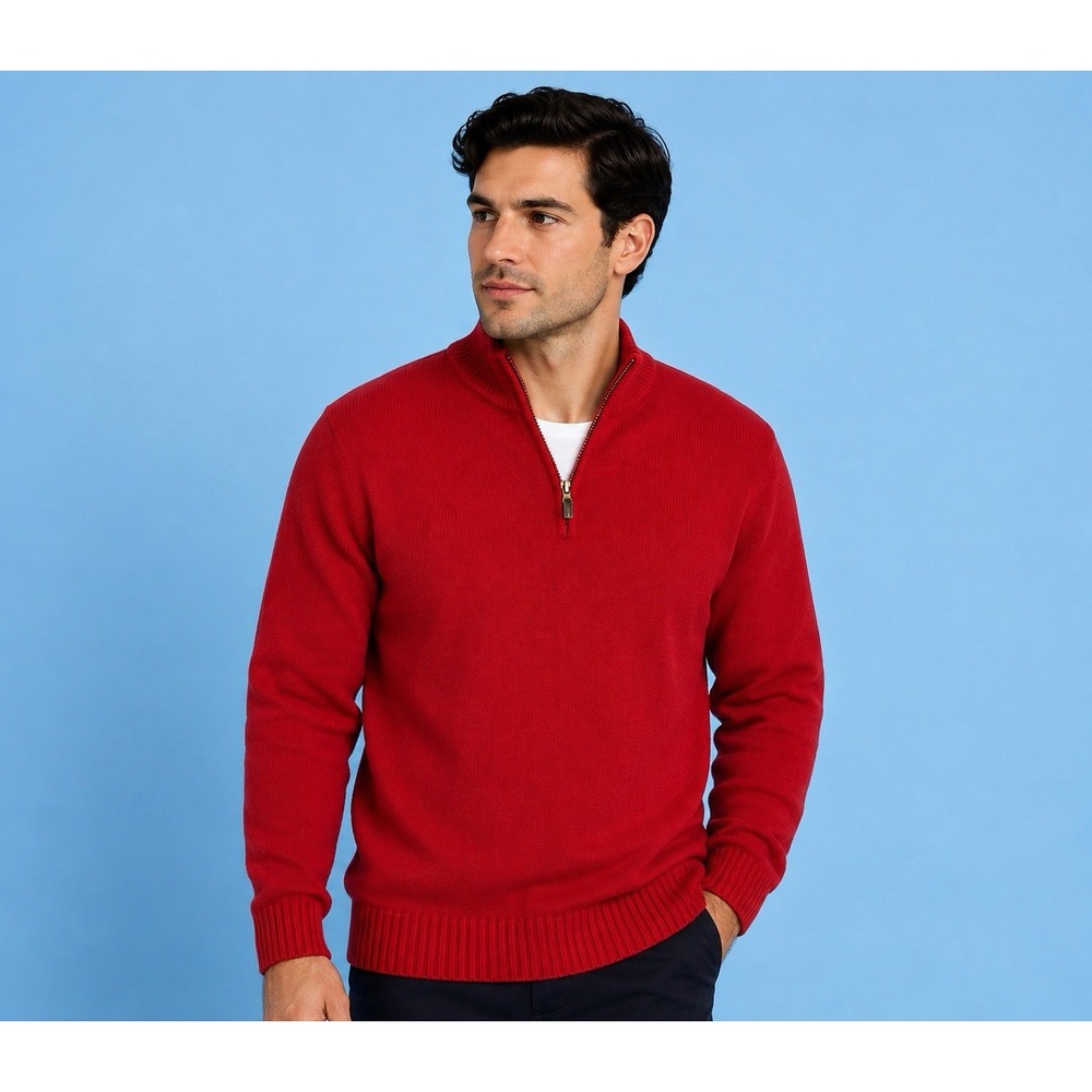 Lauren Ralph Lauren Men's Red 1/4 Zip Sweater Pullover Jumper Pre owned Large